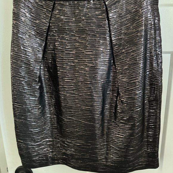 ABS Allen Schwartz Black Mini Dress One Shoulder Silver Metallic Cocktail Sz 6 - Picture 4 of 8
